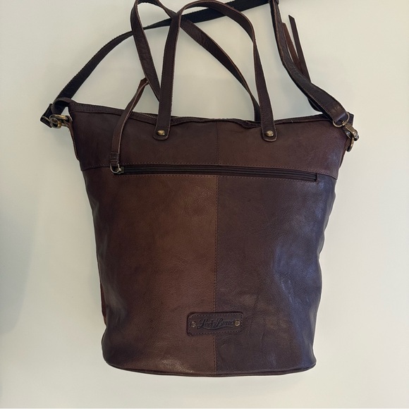 Lucky Brand | Brown Leather Patchwork Crossbody / Tote Bag - Picture 6 of 16